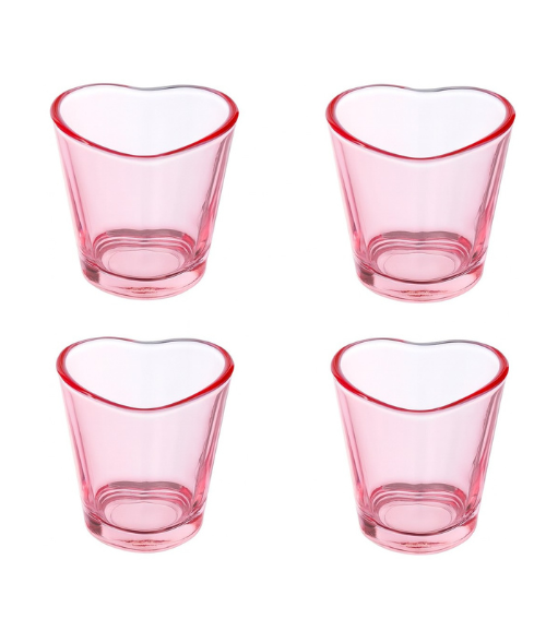 Vasos de Corazón color Rosa 4 pzas | Decoración de Mesa San Valentín