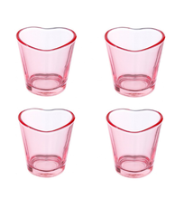 Vasos de Corazón color Rosa 4 pzas | Decoración de Mesa San Valentín