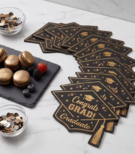 Servilletas Graduación con Forma de Birrete – Diseño Negro y Dorado