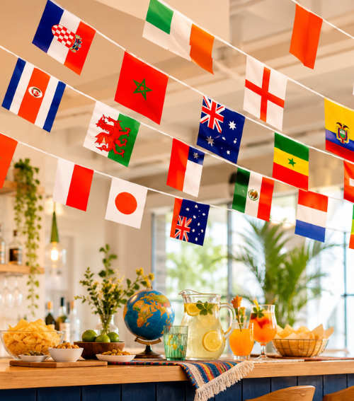Guirnalda de Banderas del Mundo – Decoración para Fiestas Internacionales