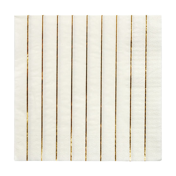 Servilletas Gold Stripe Large, 16 servilletas grandes de papel