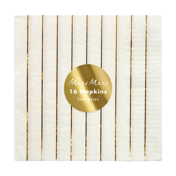 Servilletas Gold Stripe Large, 16 servilletas grandes de papel