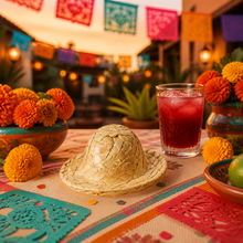 Mini Sombrero de Paja Dorado para Decoración de Fiesta Mexicana
