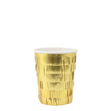 Gold Fringe Party Cups – Pack de 8 Vasos de Papel Dorados con Flecos