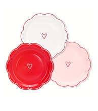 Platos Valentine's – Pack de 9 Platos de Papel Medianos con Diseño Corazón