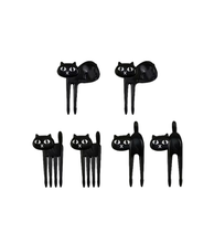 Mini Tenedores Gato Negro para Snacks y Bocadillos - Pack de 6 tenedores