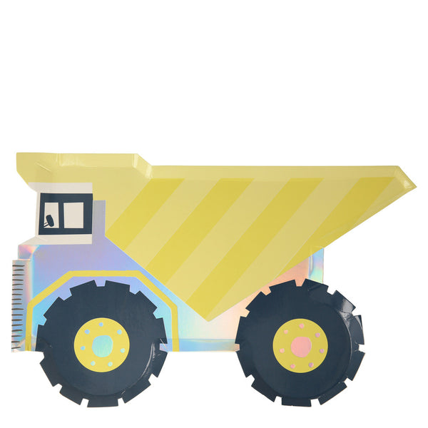 Platos Dumper Truck – Paquete de 8 Platos de Papel Tamaño Chico para Fiesta de Construcción