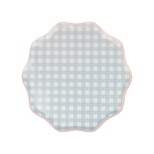 Platos Gingham Side – Pack de 12 Platos de Papel Mediano con Estampado Cuadro Vichy para Picnics y Fiestas