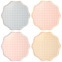 Platos Gingham Dinner – Pack de 12 Platos de Papel Grandes con Estampado Cuadro Vichy para Picnics y Fiestas