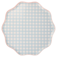Platos Gingham Dinner – Pack de 12 Platos de Papel Grandes con Estampado Cuadro Vichy para Picnics y Fiestas