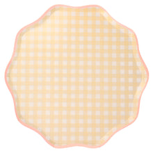 Platos Gingham Dinner – Pack de 12 Platos de Papel Grandes con Estampado Cuadro Vichy para Picnics y Fiestas
