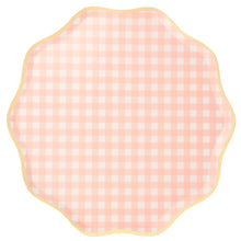 Platos Gingham Dinner – Pack de 12 Platos de Papel Grandes con Estampado Cuadro Vichy para Picnics y Fiestas