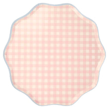 Platos Gingham Dinner – Pack de 12 Platos de Papel Grandes con Estampado Cuadro Vichy para Picnics y Fiestas