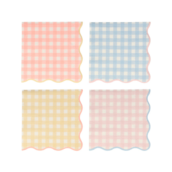 Servilletas Gingham – Pack de 20 Servilletas de Papel con Diseño Cuadros Vichy
