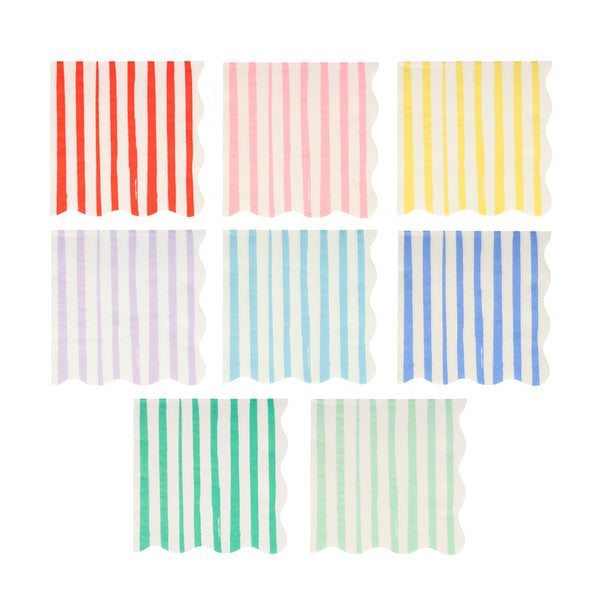 Servilletas Mixed Stripe Small – Pack de 16 Servilletas de Papel a Rayas en Colores Pastel