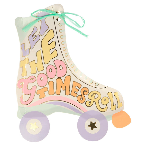 Platos Roller Skate – Pack de 8 Platos de Papel con Diseño Retro de Patines