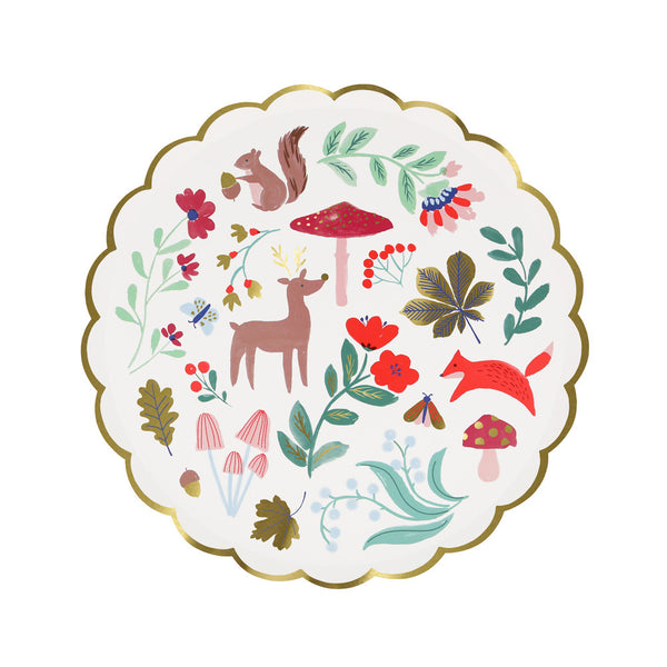 Platos Winter Woodland – Platos de Papel Decorativos con Animales del Bosque para Navidad (Paquete de 8)