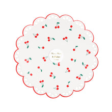 Platos Cerezas Side – Pack de 8 Platos de Papel Medianos con Diseño Cerezas