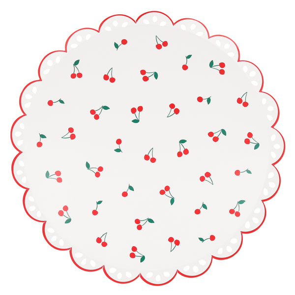 Platos Cerezas Dinner – Pack de 8 Platos de Papel Grandes con Diseño Cerezas