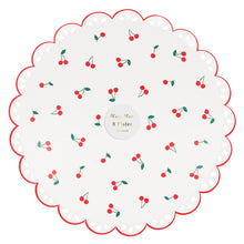 Platos Cerezas Dinner – Pack de 8 Platos de Papel Grandes con Diseño Cerezas