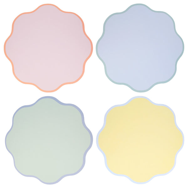 Wavy Round Paper Placemats – Set de 12 Individuales de Papel Redondos con Borde Ondulado