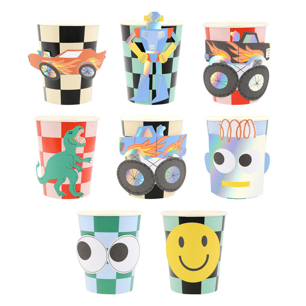 Vasos Toybox Icon – Pack de 8 Vasos de Papel para Fiesta Infantil