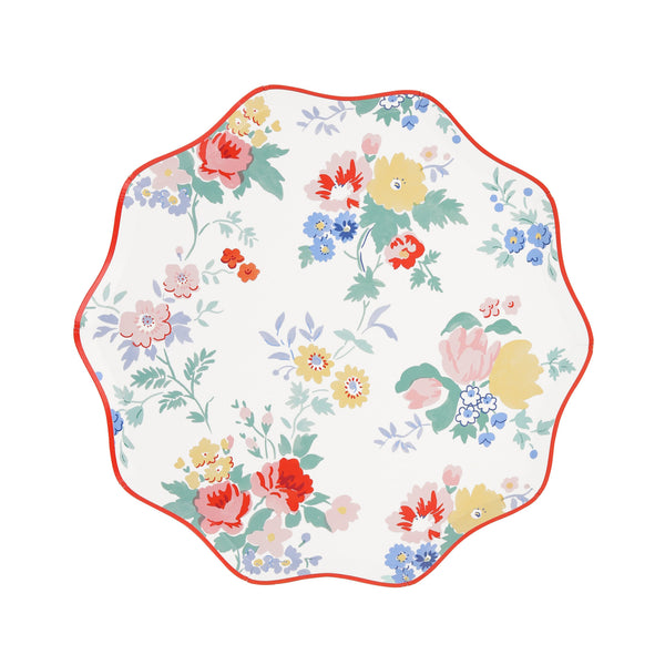 Platos Vintage Floral Side – Pack de 8 Platos de Papel Mediano con Diseño Floral