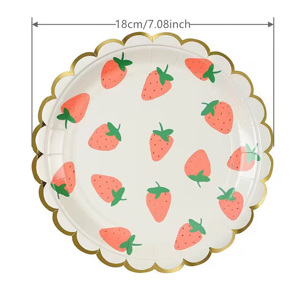 Platos Fresas – Pack de 8 Platos de Cartón para Fiestas temáticas