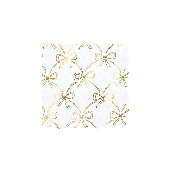 Servilletas Gold Bow – Pack de Servilletas Elegantes con Moños Dorados