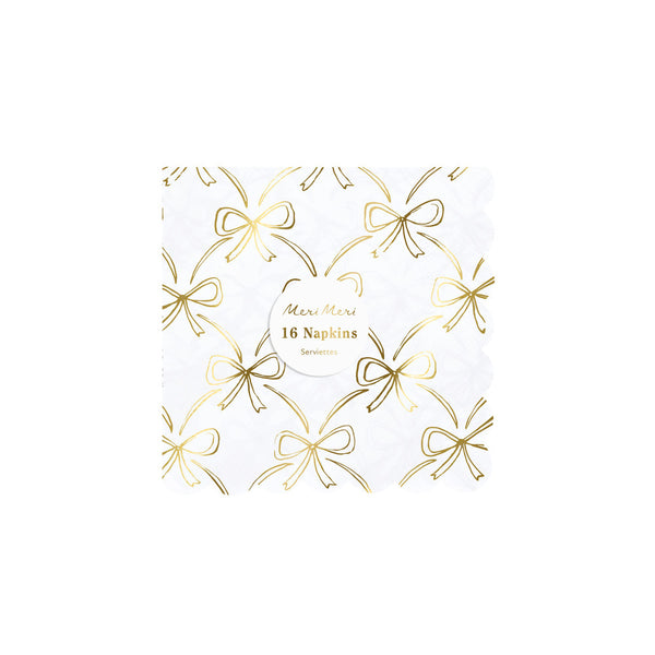 Servilletas Gold Bow – Pack de Servilletas Elegantes con Moños Dorados