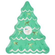 Platos Árbol de Navidad con Moños – Pack de 8 Platos de Papel Troquelados