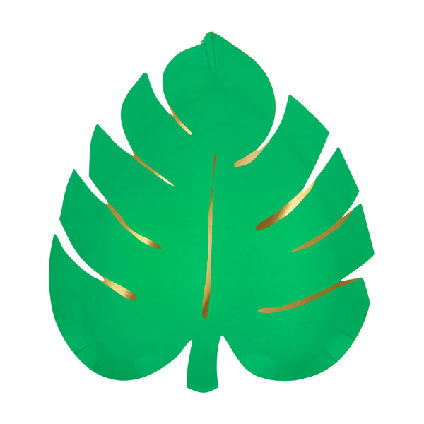 Platos Tropical Leaf – Paquete de 8 Platos de Papel para Fiesta Temática