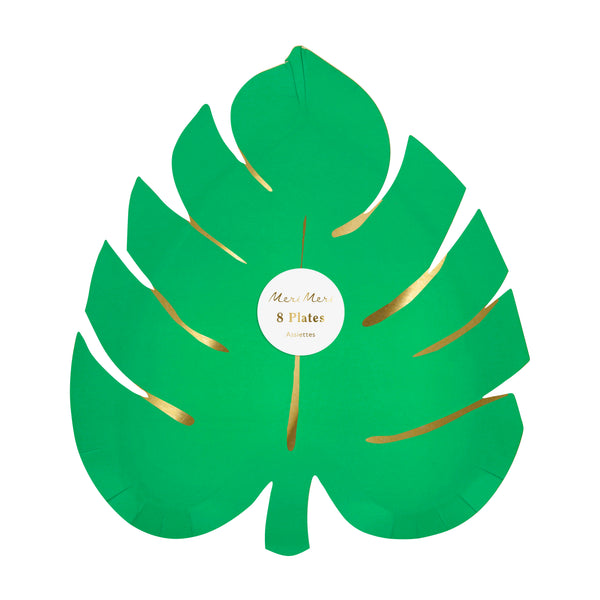 Platos Tropical Leaf – Paquete de 8 Platos de Papel para Fiesta Temática