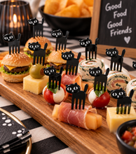 Mini Tenedores Gato Negro para Snacks y Bocadillos - Pack de 6 tenedores