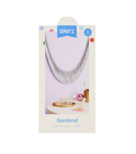 Guirnalda de fiesta con flecos de oropel iridiscente plateado