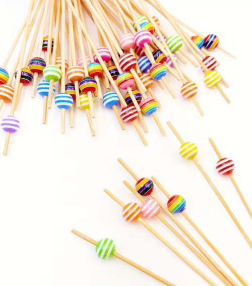Palillos Decorativos para Cóctel o Snacks con Esferas de Colores