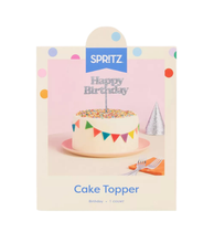 Cake Topper “Happy Birthday” Plateado con Glitter – Decoración para Pastel