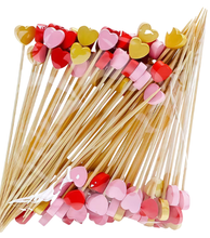 Palillos de Corazón para Aperitivos - Paquete de 10. Colores rojo, rosa o dorado