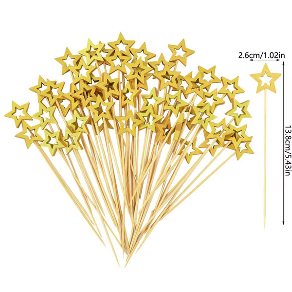 Palillos de Estrellas – Palillos Decorativos para Postres y Bocadillos de Temporada