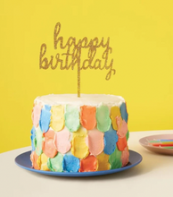 Cake Topper “Happy Birthday” Dorado con Glitter – Decoración para Pastel