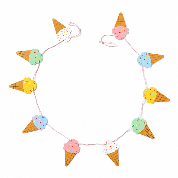 Guirnalda de Helados – Decoración Dulce y Colorida para Fiestas Infantiles y Veraniegas