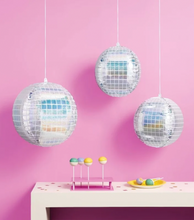 Globos plateado con forma de bola de discoteca (paquete de 3)