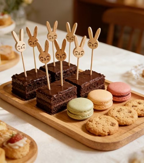 Palillos de bambú Conejo de Pascua - Paquete con 10 palillos