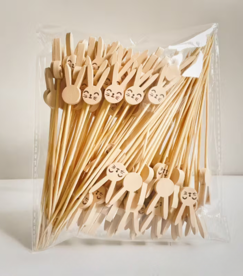 Palillos de bambú Conejo de Pascua - Paquete con 10 palillos