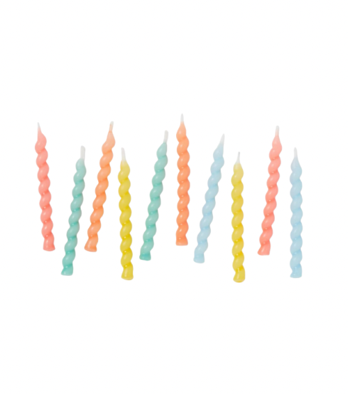 Velas Pastel Rainbow Swirl para Cumpleaños – Set de 10 pzas