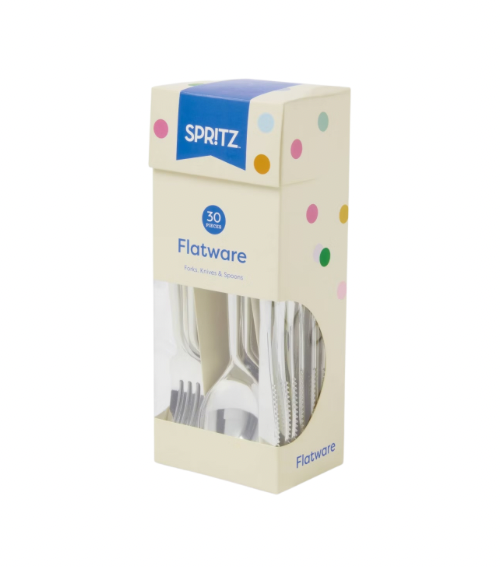Cubiertos de Plástico Plateados – Set de 30 Piezas