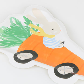 Platos Conejo con Carro de Carreras - Pascua paquete con 8 platos