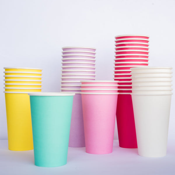 Vasos Grande Menta – Pack de 8 Vasos de Papel Color Menta de 16 oz para Fiestas