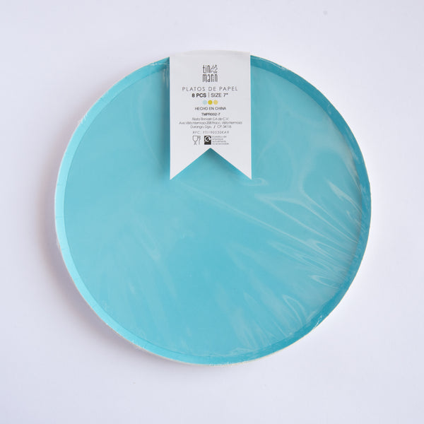 Platos Azul Claro – Platos de Cartón para Fiestas en Tamaños Chico 7" y Mediano 9"