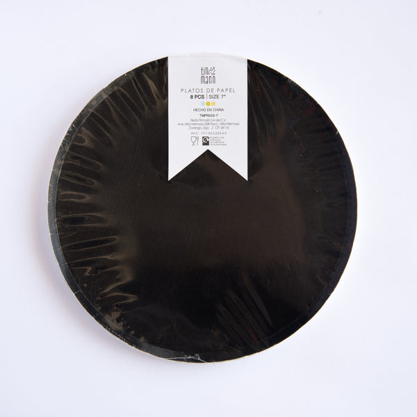 Platos Negros – Platos de Cartón para Fiestas en Tamaños Chico 7" y Mediano 9"
